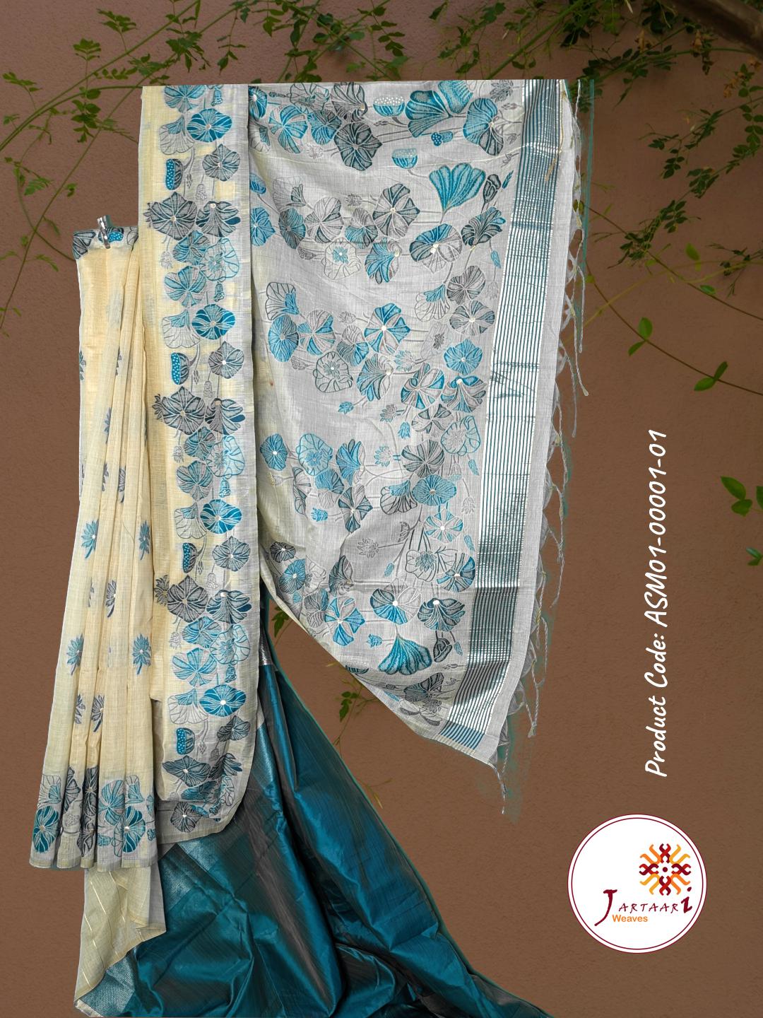 Muga Silk Saree ASM01-00001-01-GRN