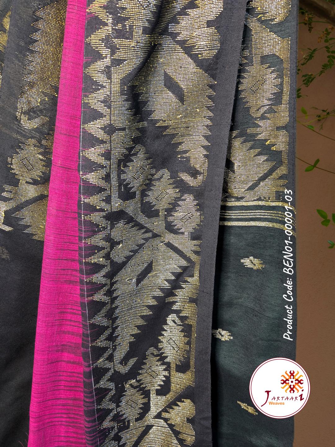 Handloom Linen Saree BEN01-00001-03-PNK