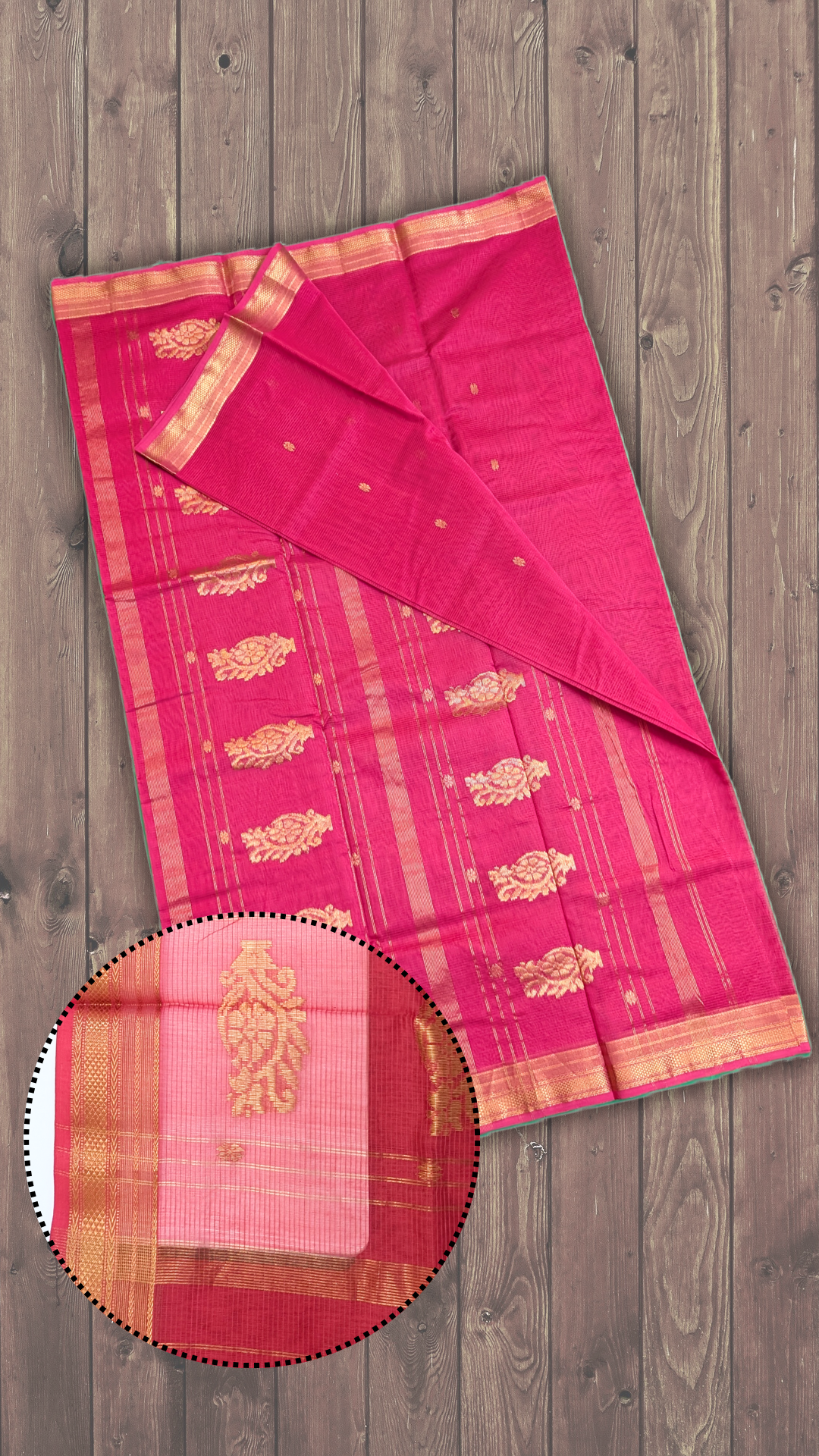 Handloom Saree with heavy pallu and designer border - pink - MAH01-00006-03