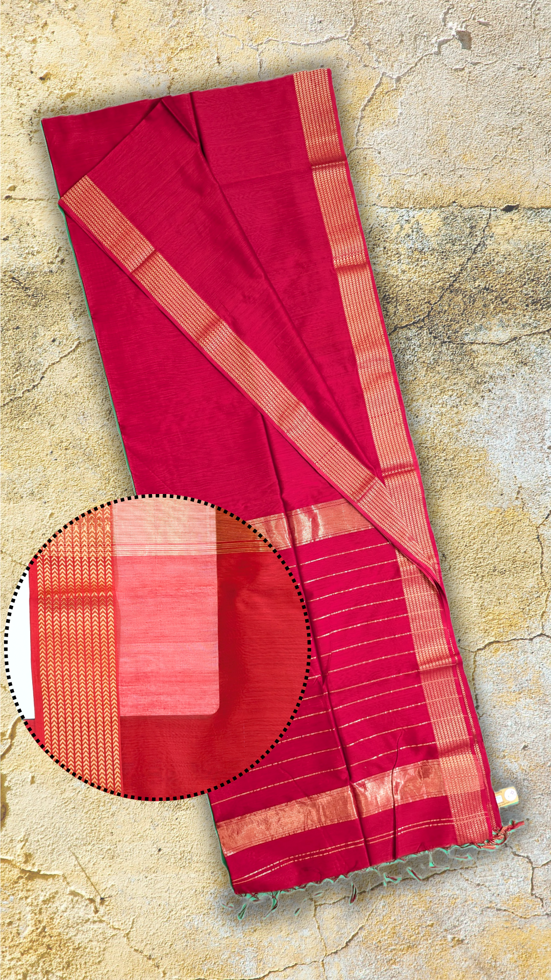 Maheshwari Saree! with artistic border - red - MAH01-00079-03