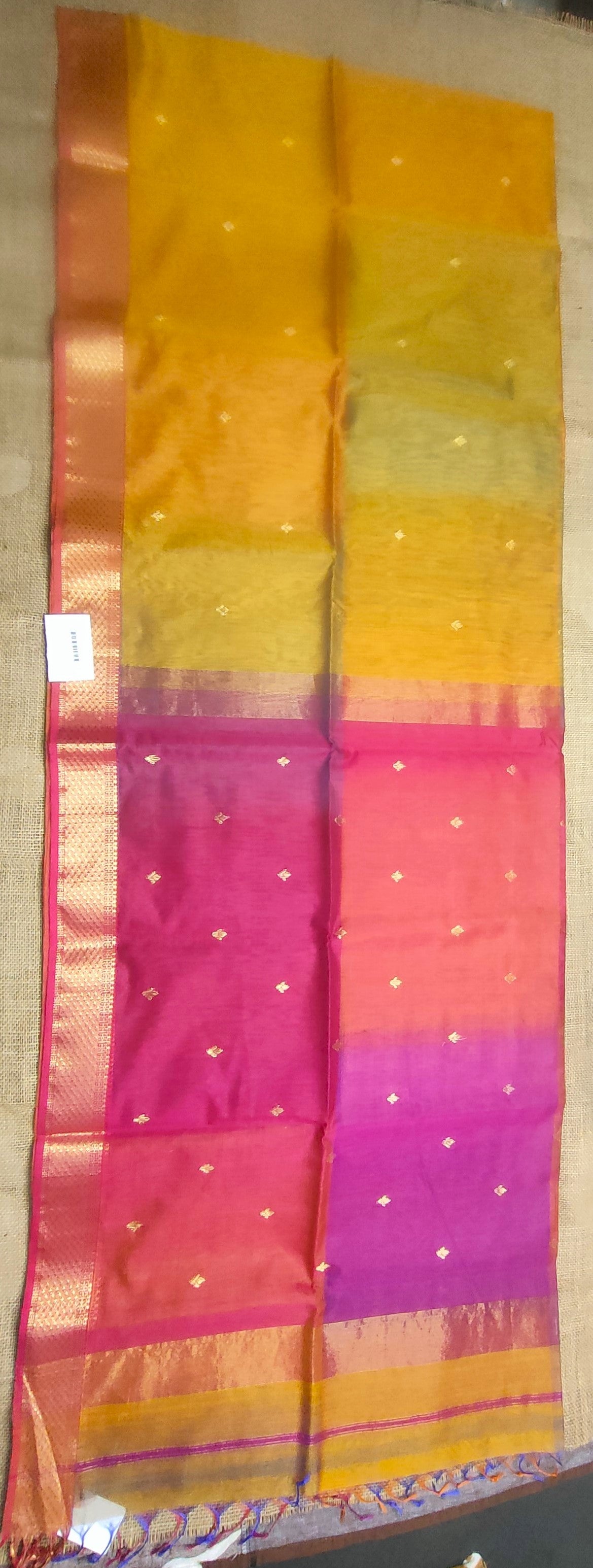 Maheshwari Handloom Saree Multicolour pattern - yellow - MAH01-00094-01