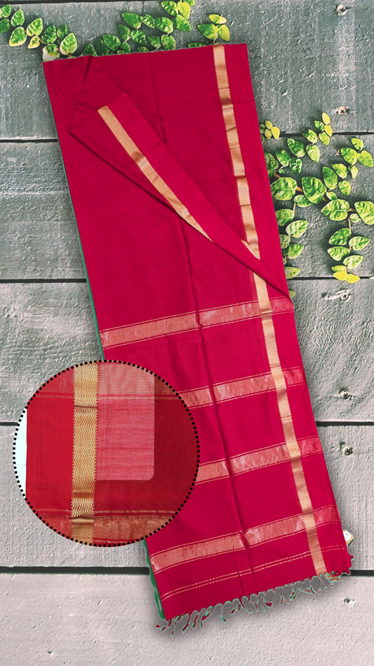 Maheshwari handloom saree - red - MAH01-00113-02
