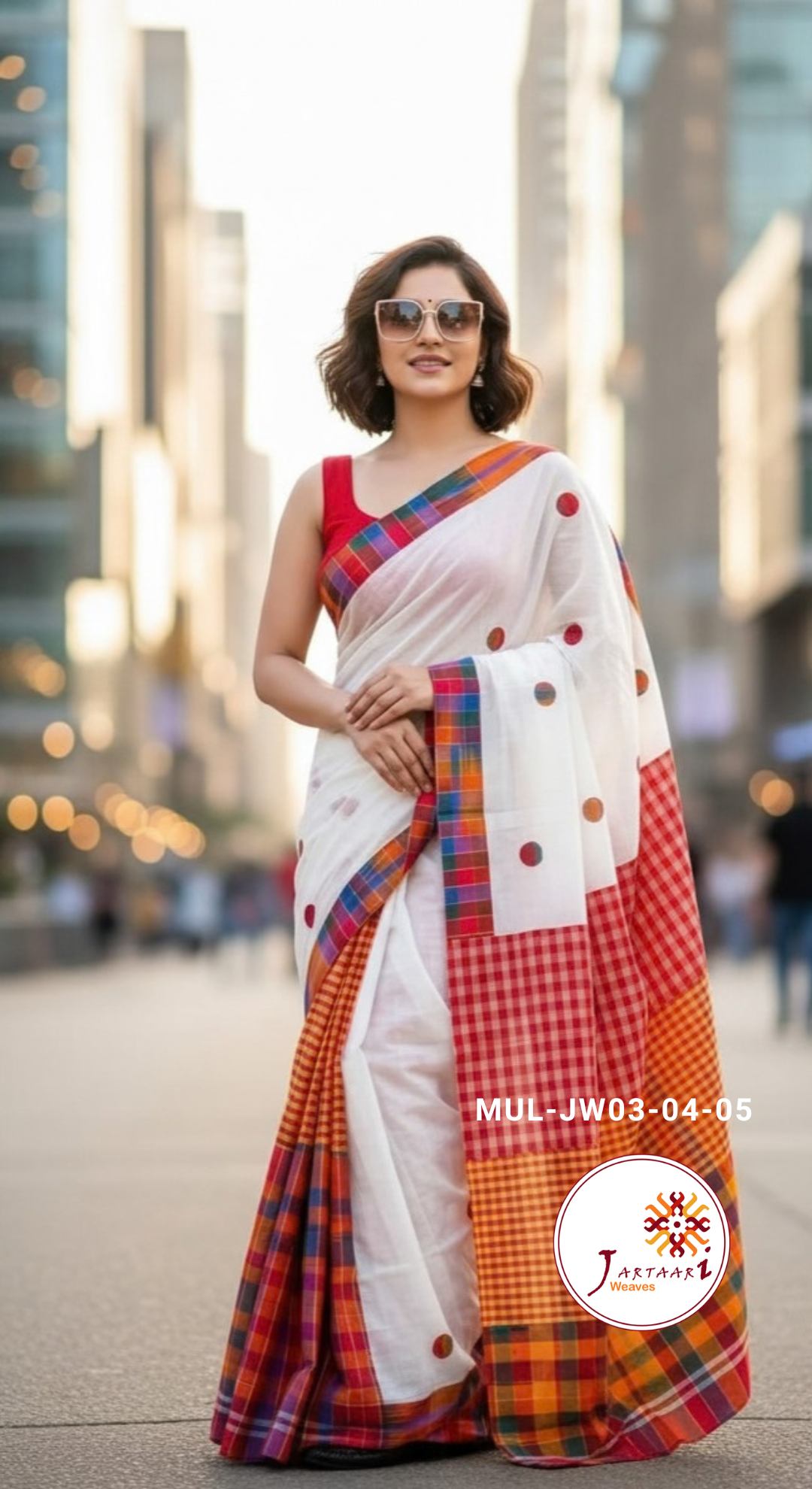 Mul Cotton Mix match Gamcha Patchwork saree