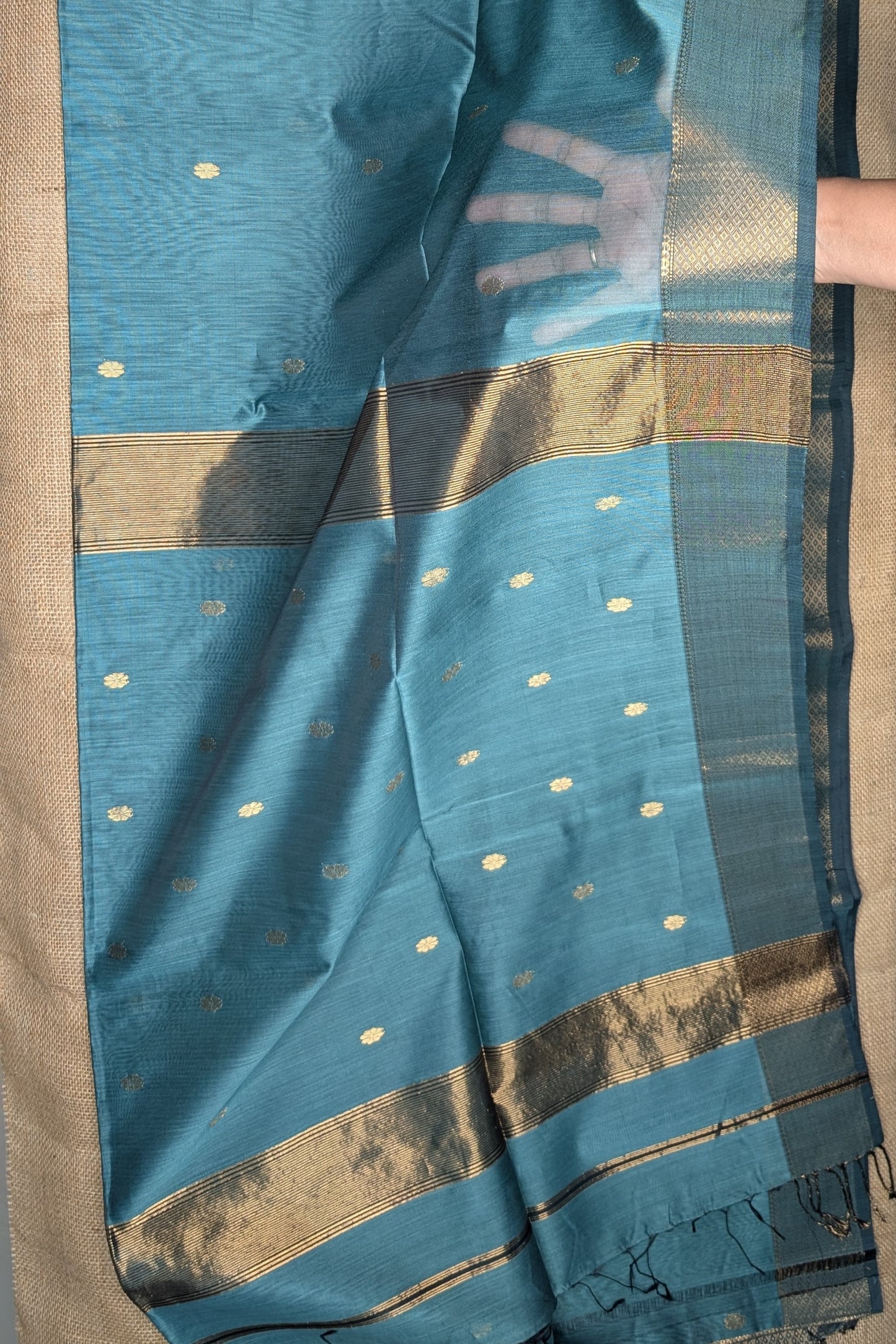 Maheshwari Handloom saree-MAH01-00156-01-GRN