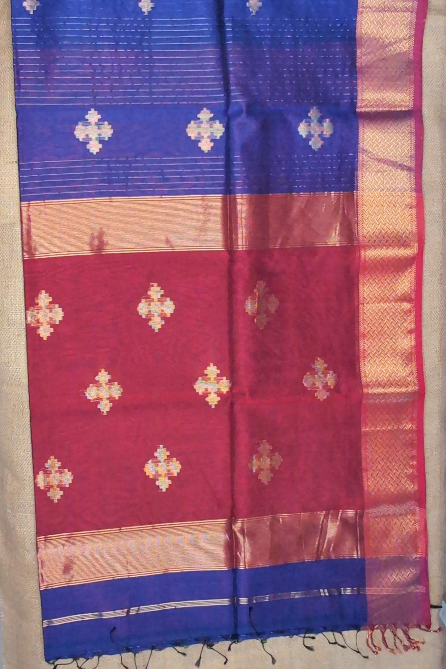 Maheshwari Handloom saree-MAH01-00185-02-BLU