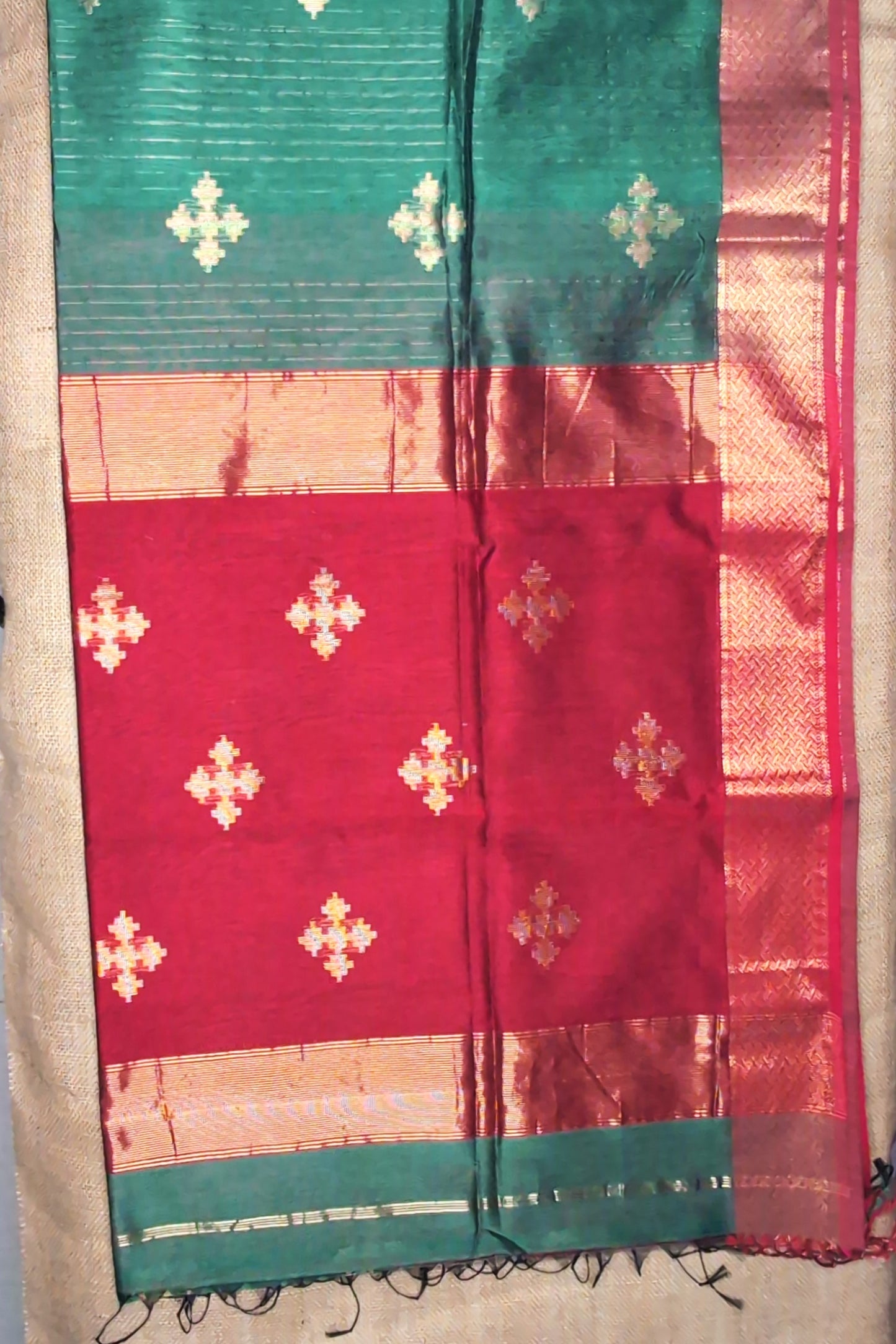 Maheshwari Handloom saree-MAH01-00185-03-GRN
