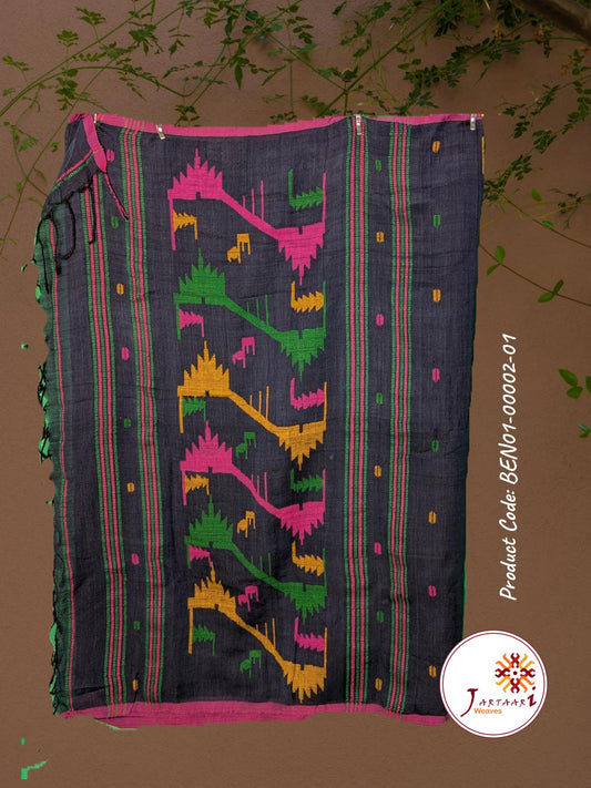 Handloom Linen Saree BEN01-00002-01-BLU