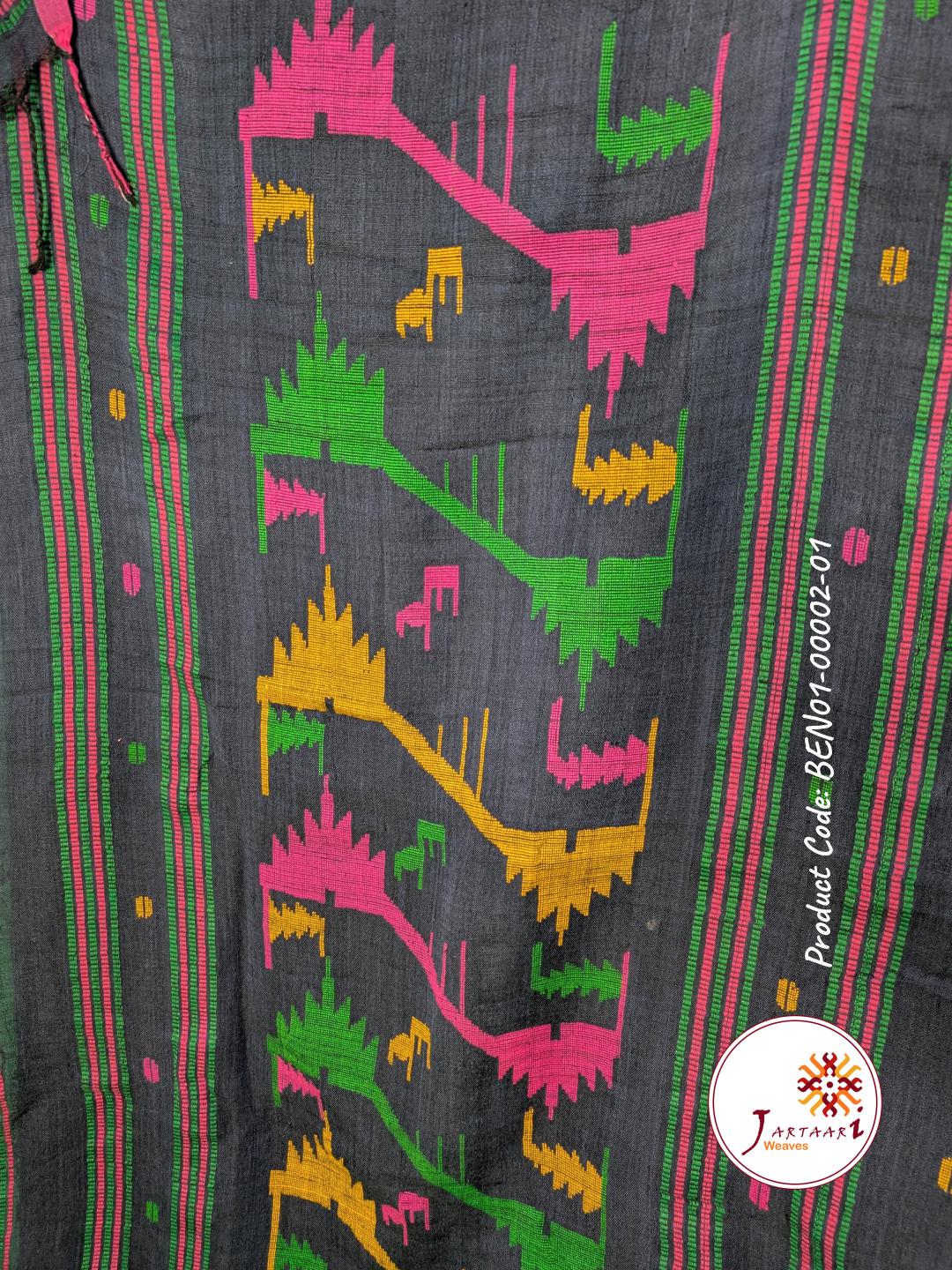 Handloom Linen Saree BEN01-00002-01-BLU