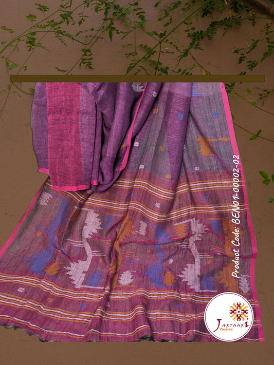Handloom Linen Saree BEN01-00002-02-PRL
