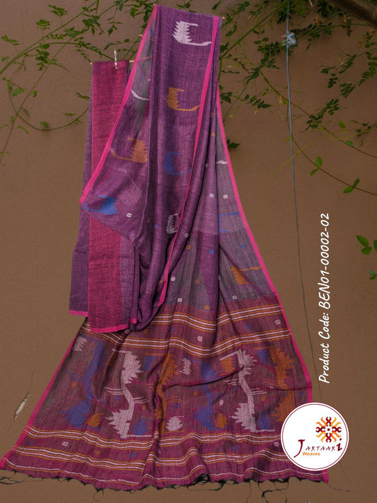 Handloom Linen Saree BEN01-00002-02-PRL