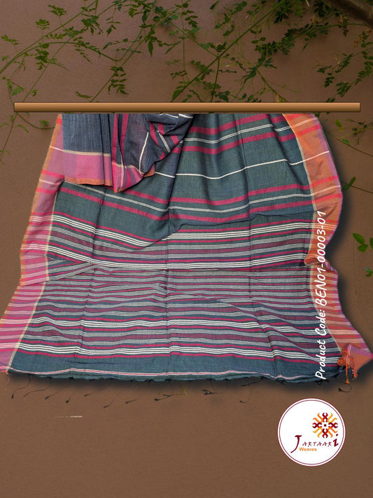 Handloom Linen Saree BEN01-00003-01-GRY