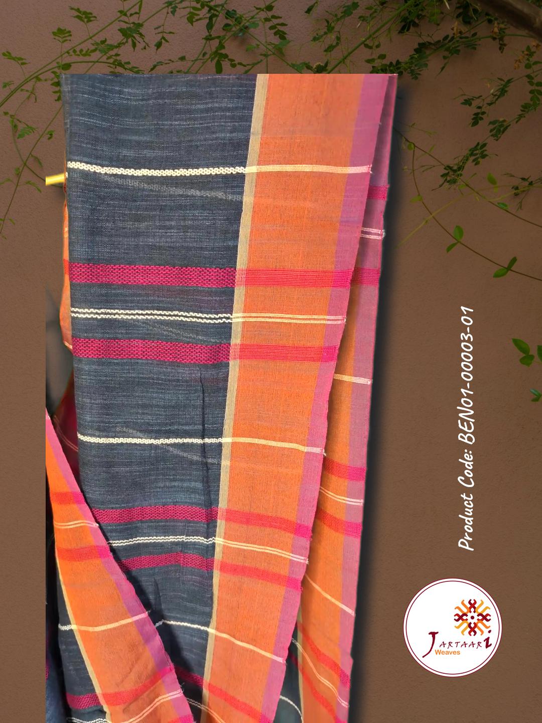 Handloom Linen Saree BEN01-00003-01-GRY