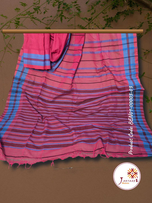 Handloom Linen Saree BEN01-00003-03-PNK