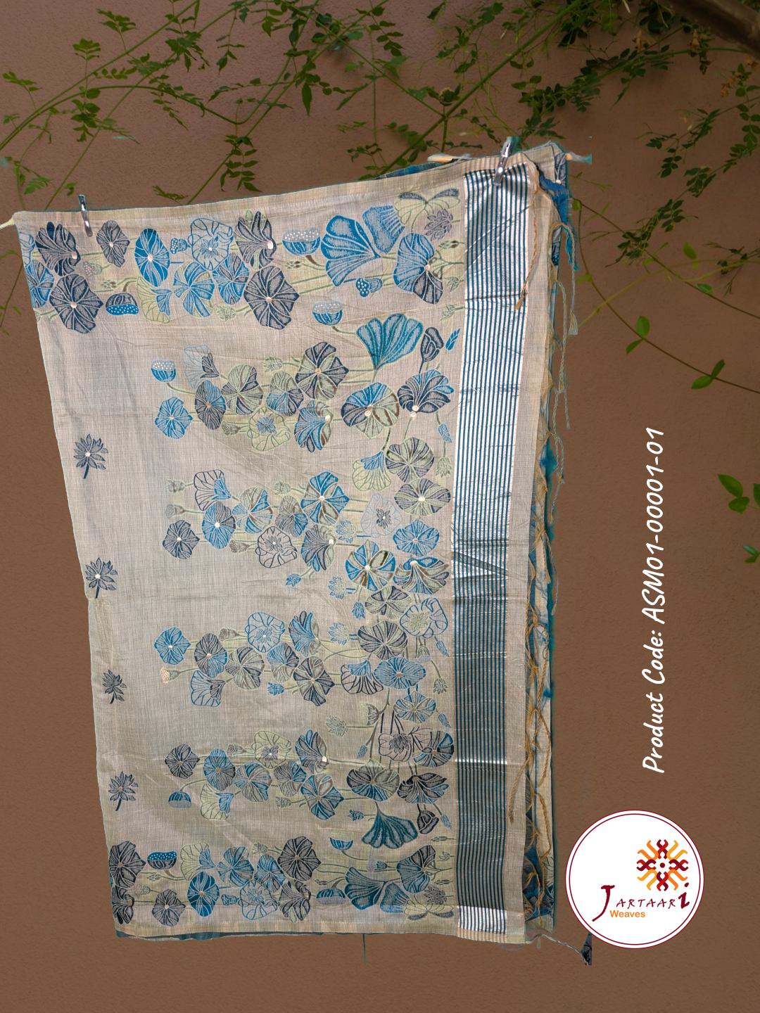 Muga Silk Saree ASM01-00001-01-GRN