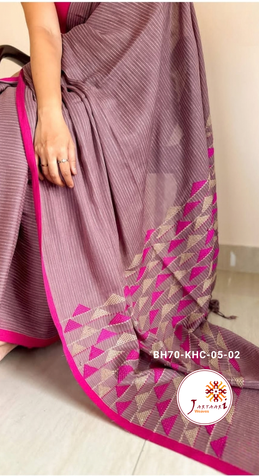 khadi cotton borvi Pallu design saree