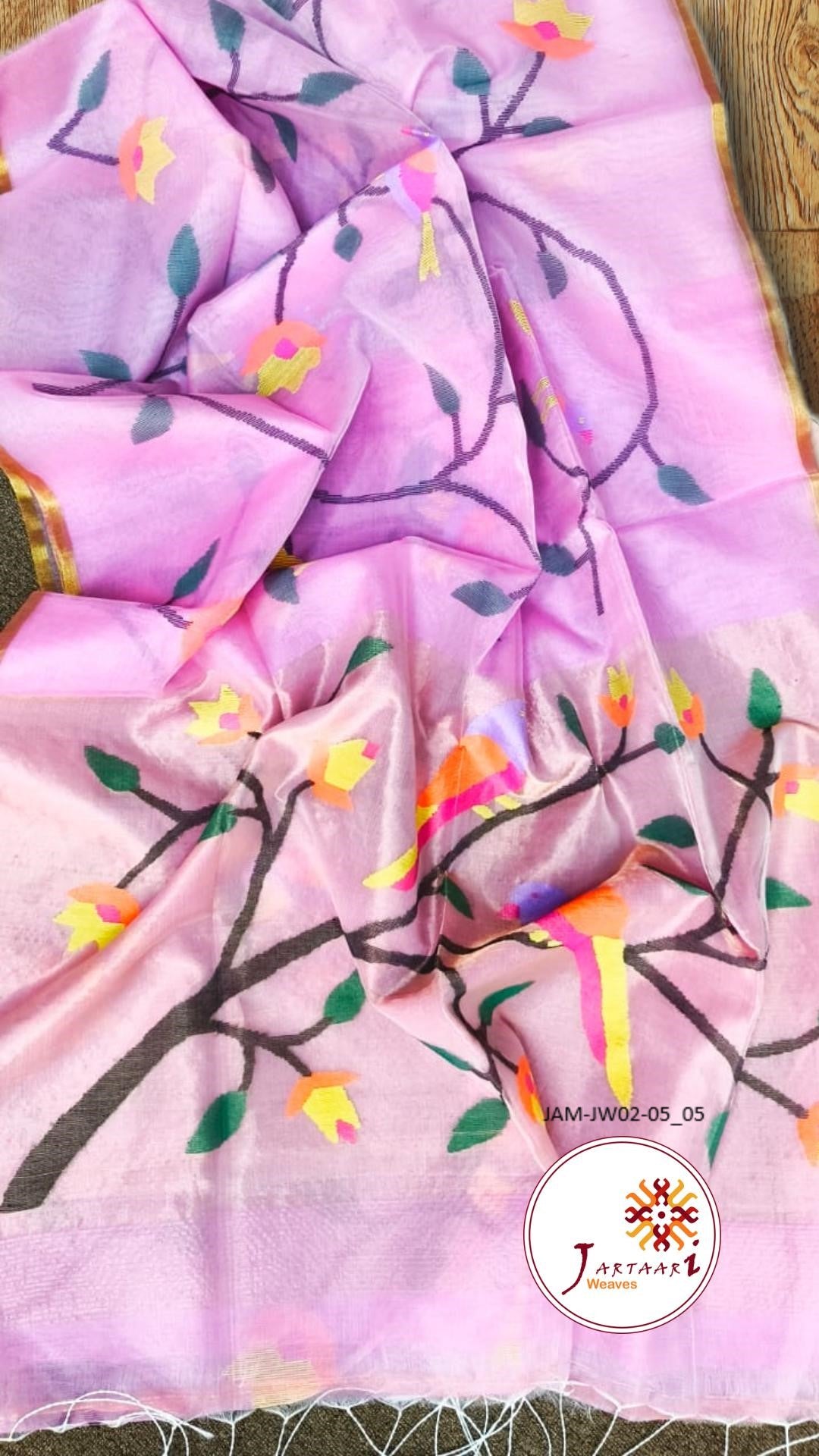 Muslin Silk Hand Jamdani Paithani Pallu