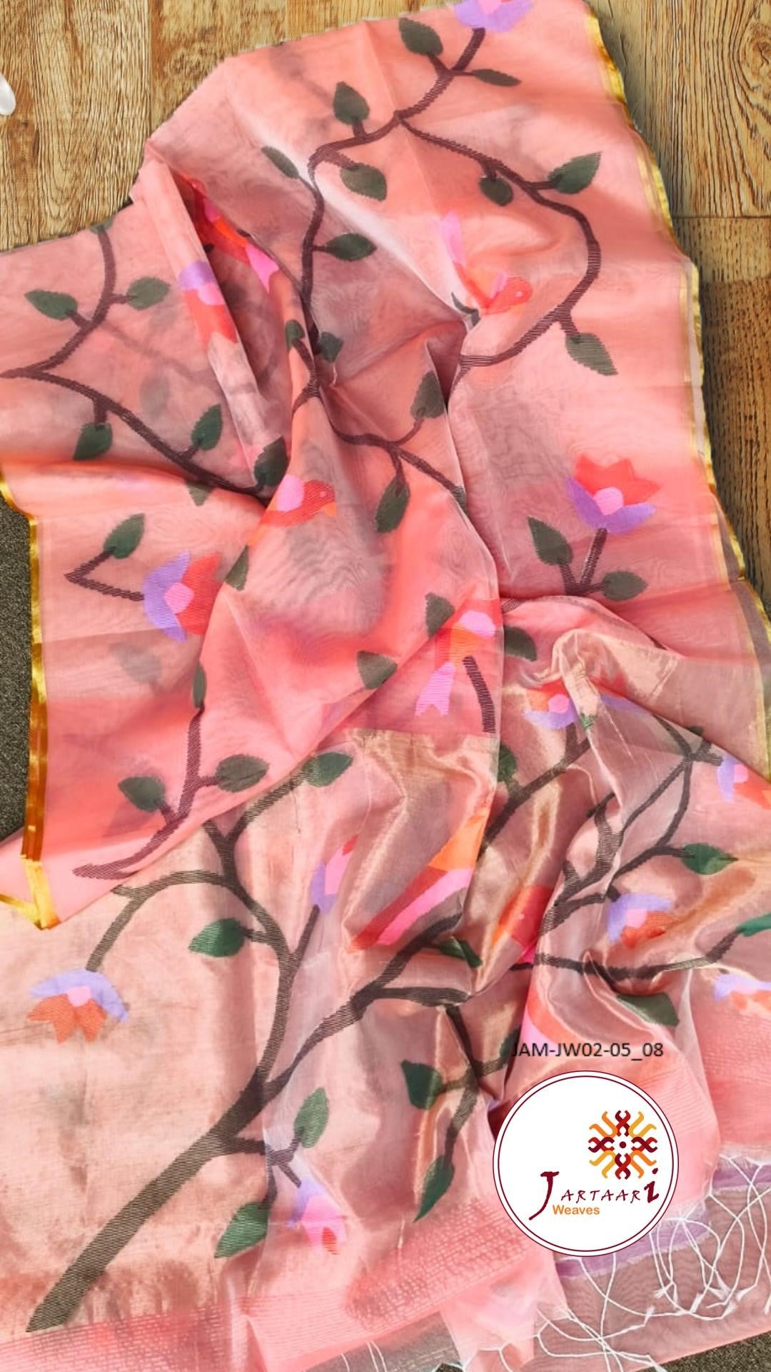 Muslin Silk Hand Jamdani Paithani Pallu