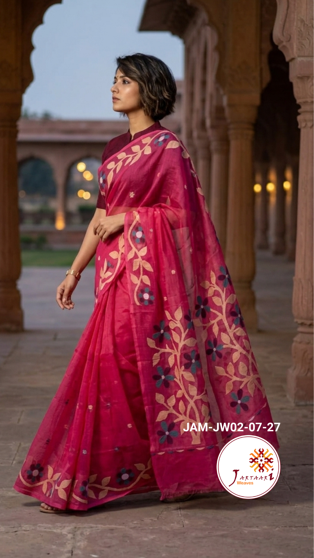 Bengal Handloom Resham Muslin Saree