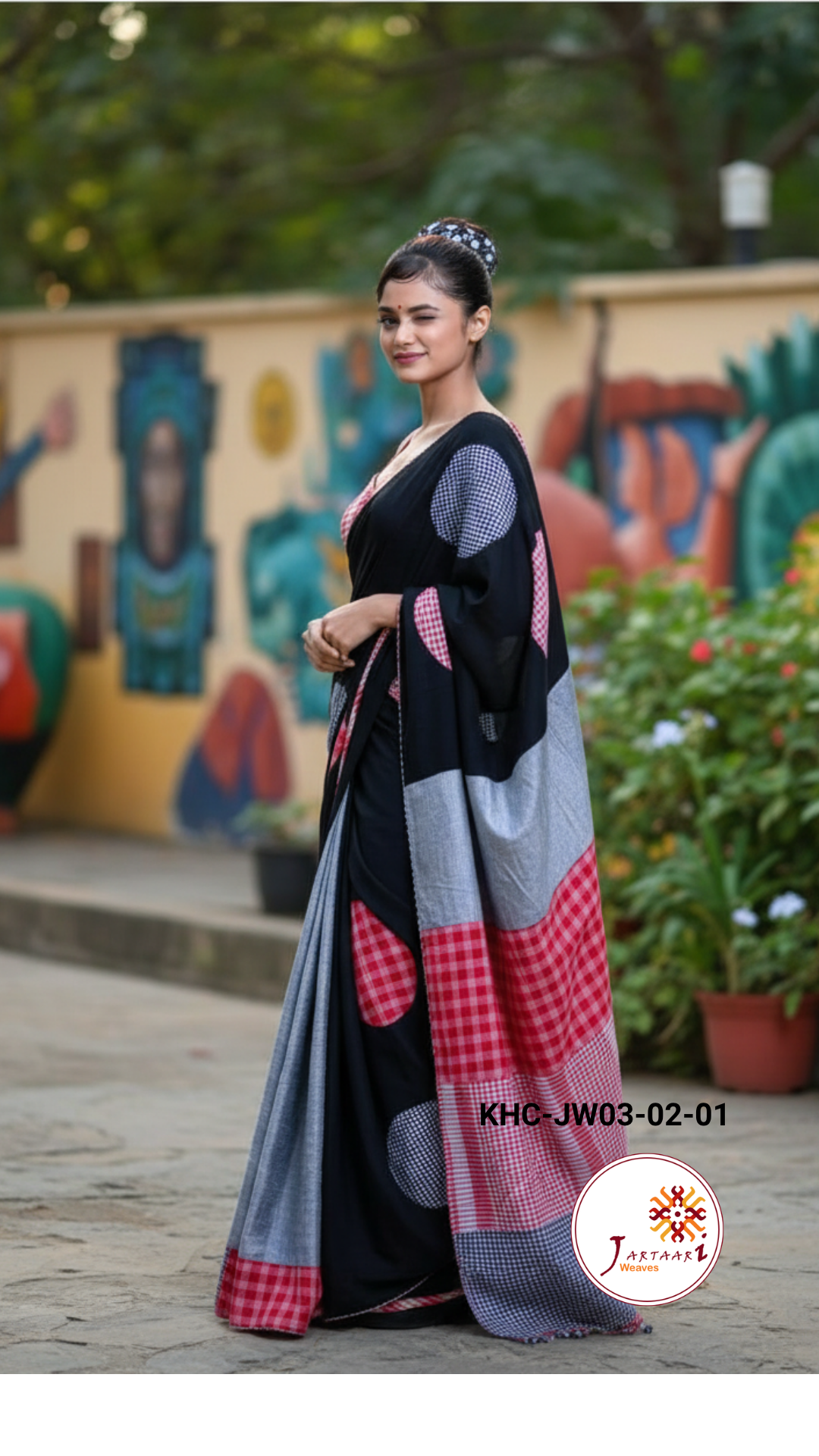 Khadi Cotton Kotki Mix match Gamcha Patchwork Saree