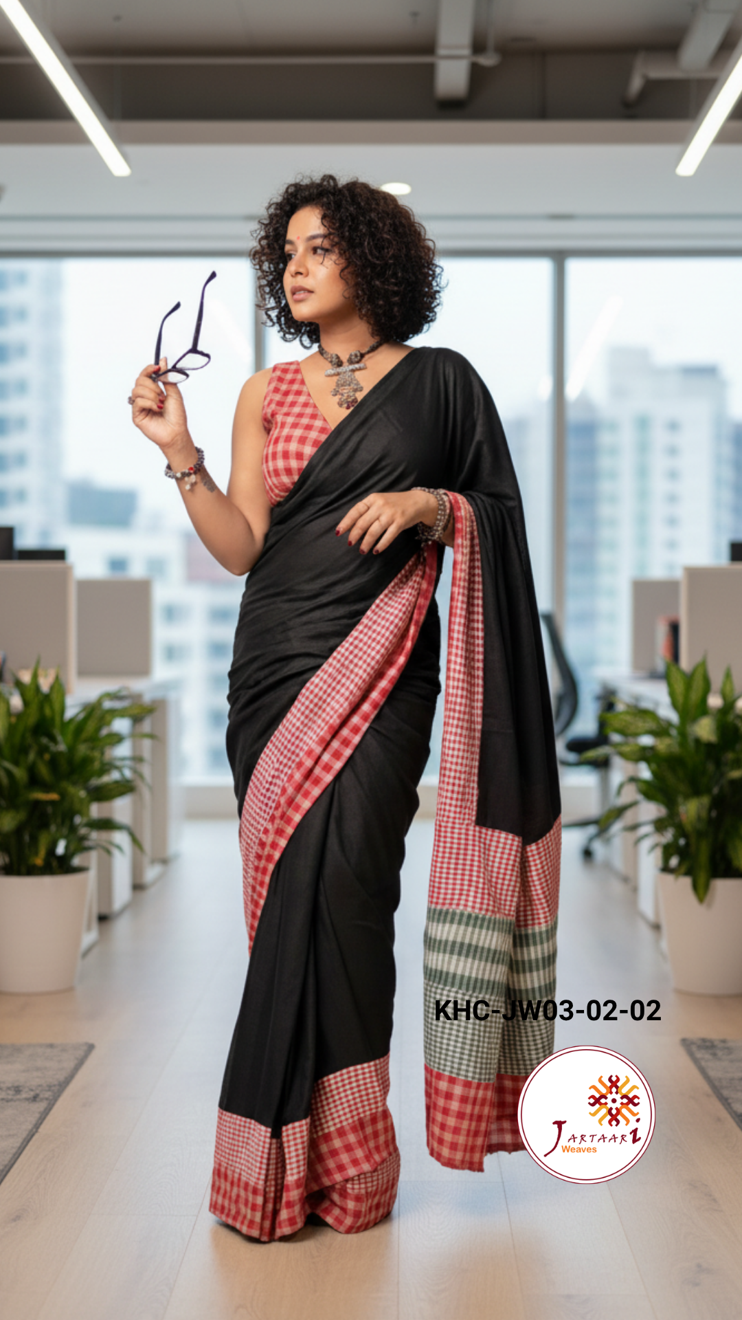 Khadi Cotton Kotki Mix match Gamcha Patchwork Saree