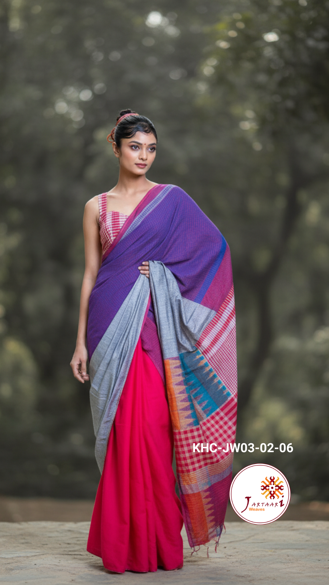 Khadi Cotton Kotki Mix match Gamcha Patchwork Saree