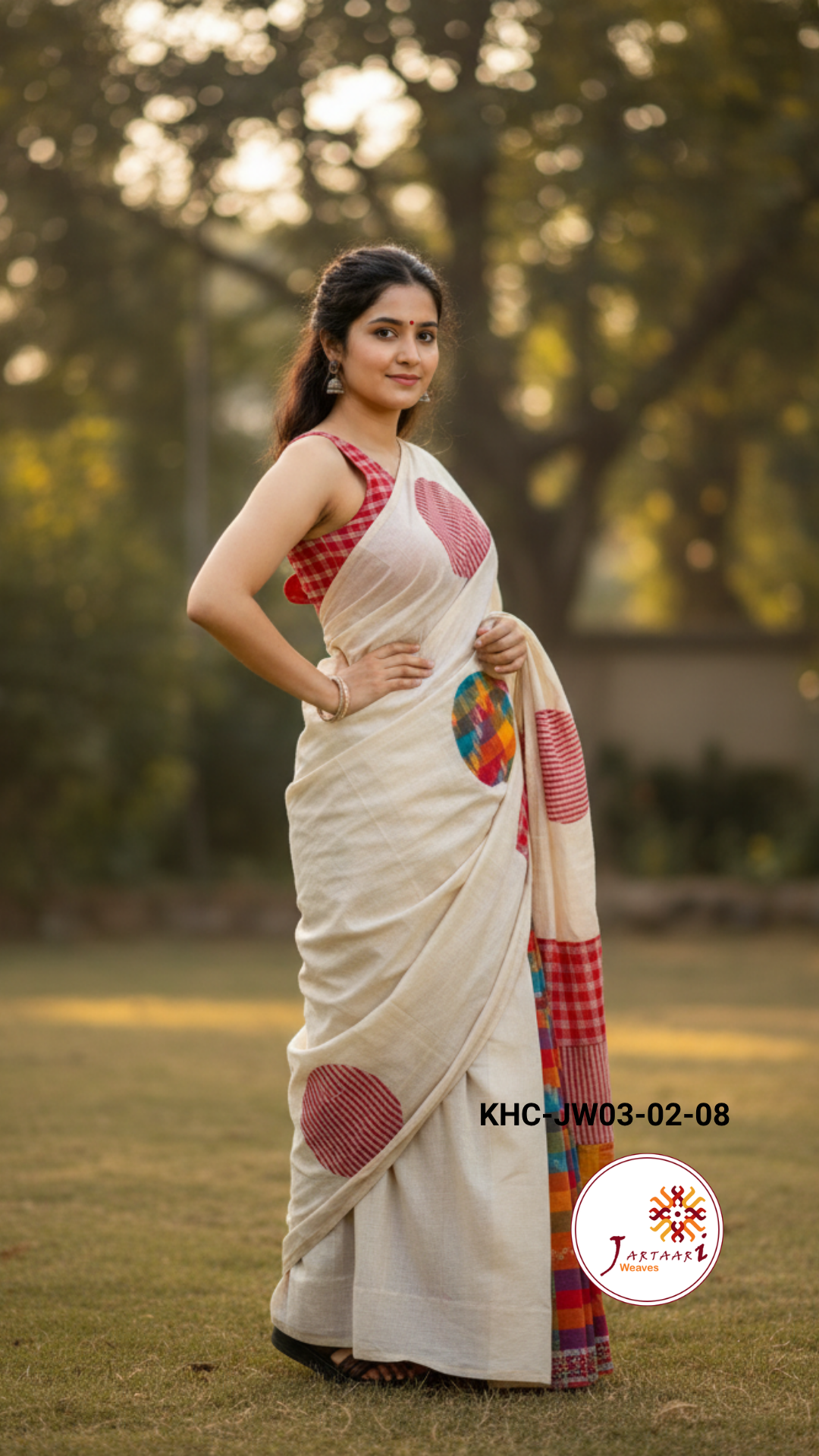 Khadi Cotton Kotki Mix match Gamcha Patchwork Saree