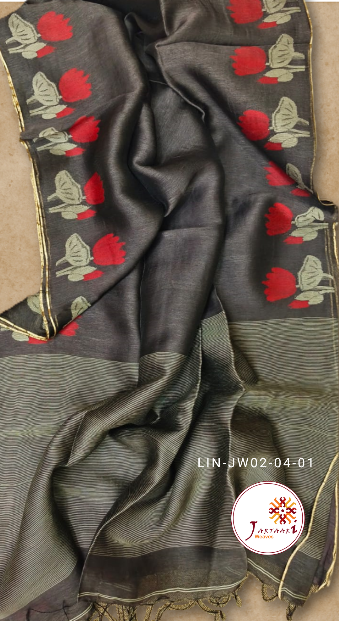 Silk Linen Jamdani Saree
