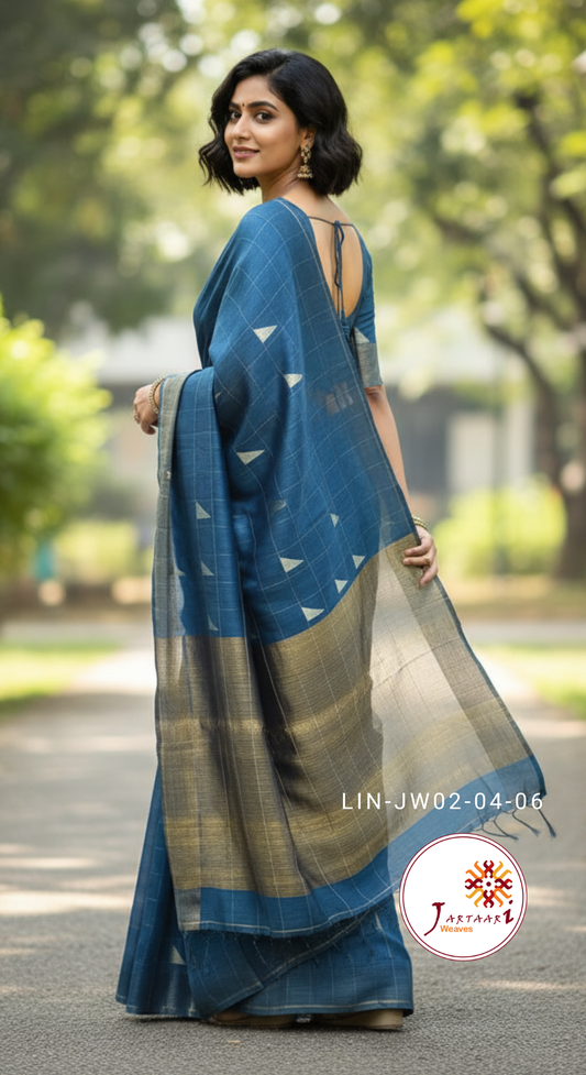 Silk Linen Jamdani Saree