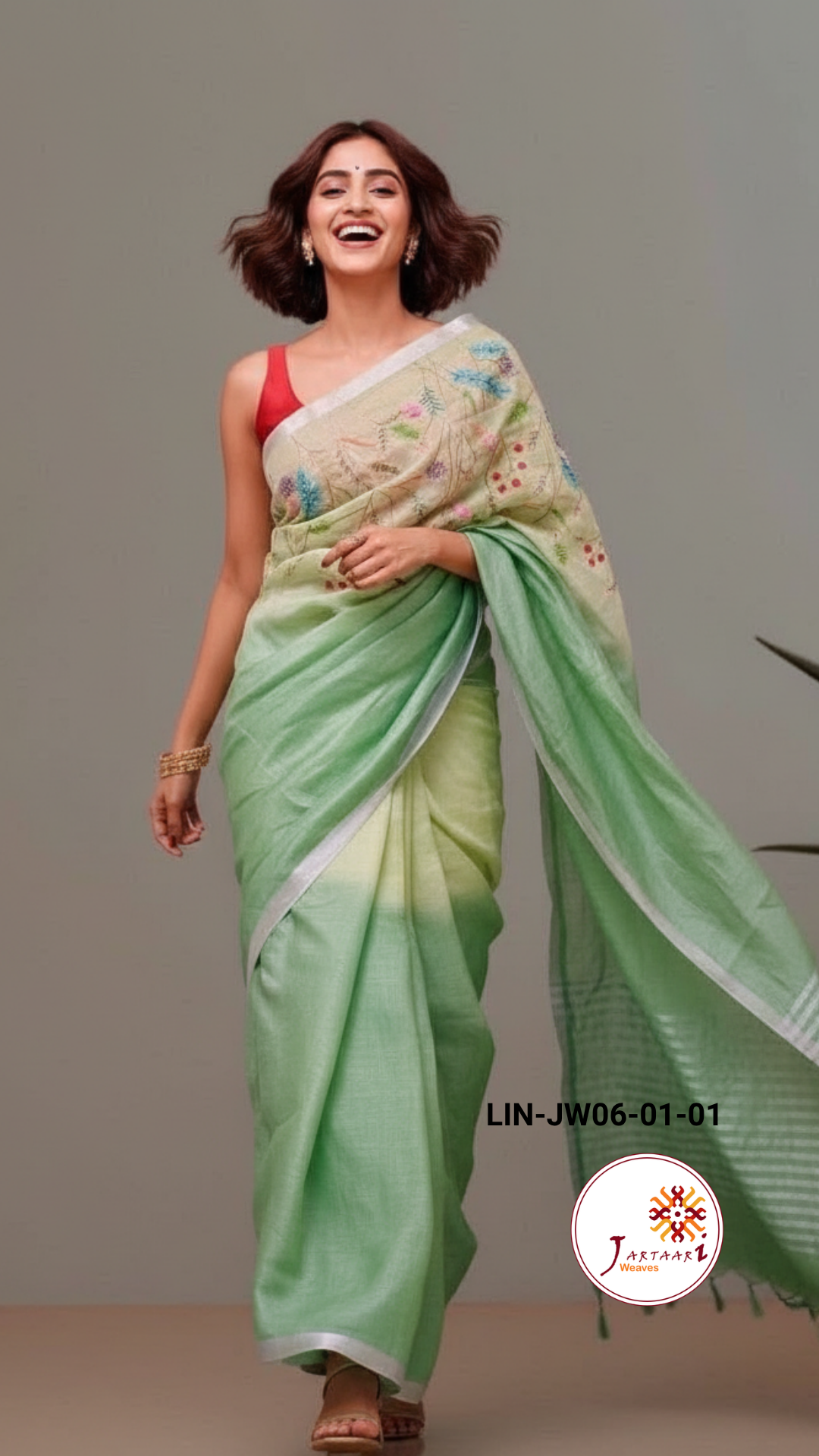 Linen Saree with Hand Work