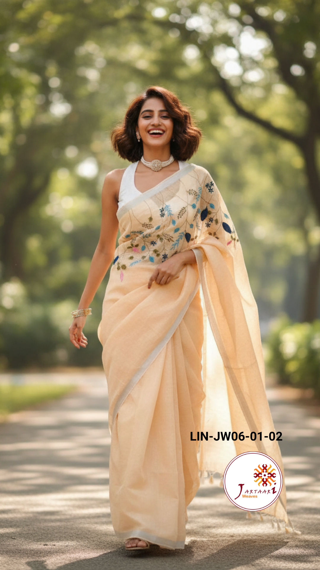 Linen Saree with Hand Work