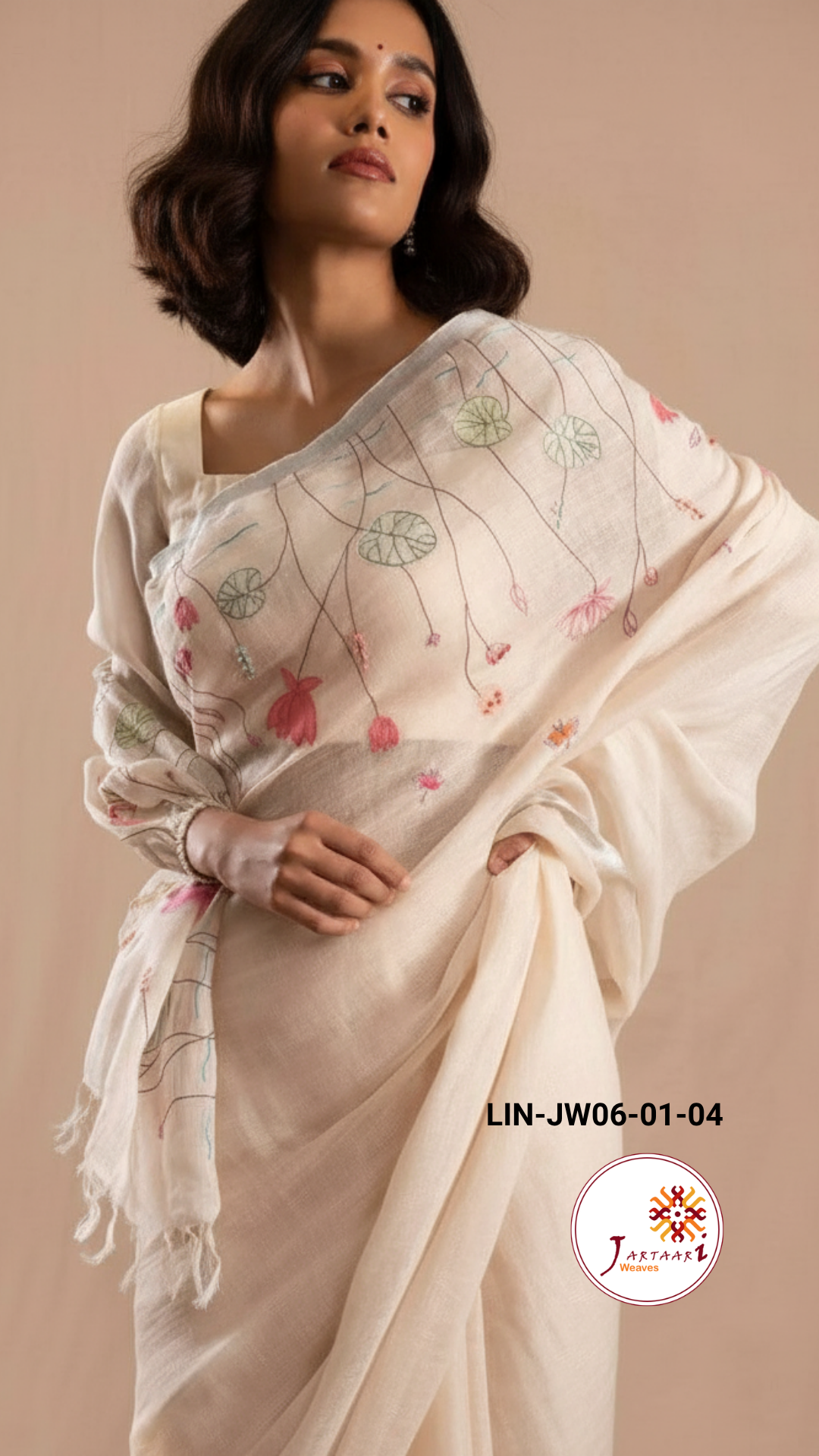 Linen Saree with Hand Work