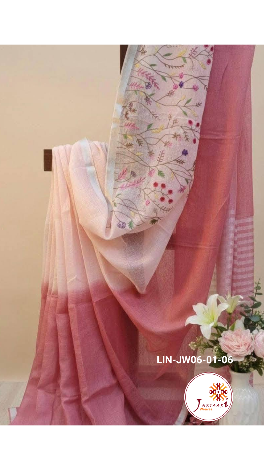 Linen Saree with Hand Work