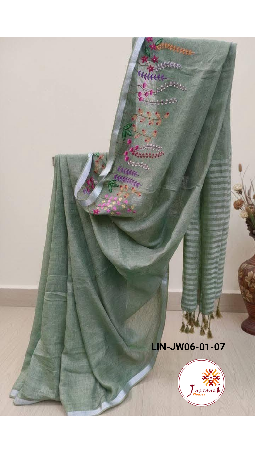 Linen Saree with Hand Work