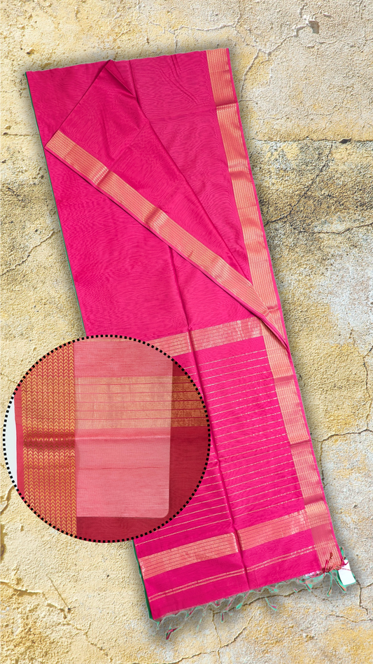 Maheshwari Saree! with artistic border - pink - MAH01-00079-02