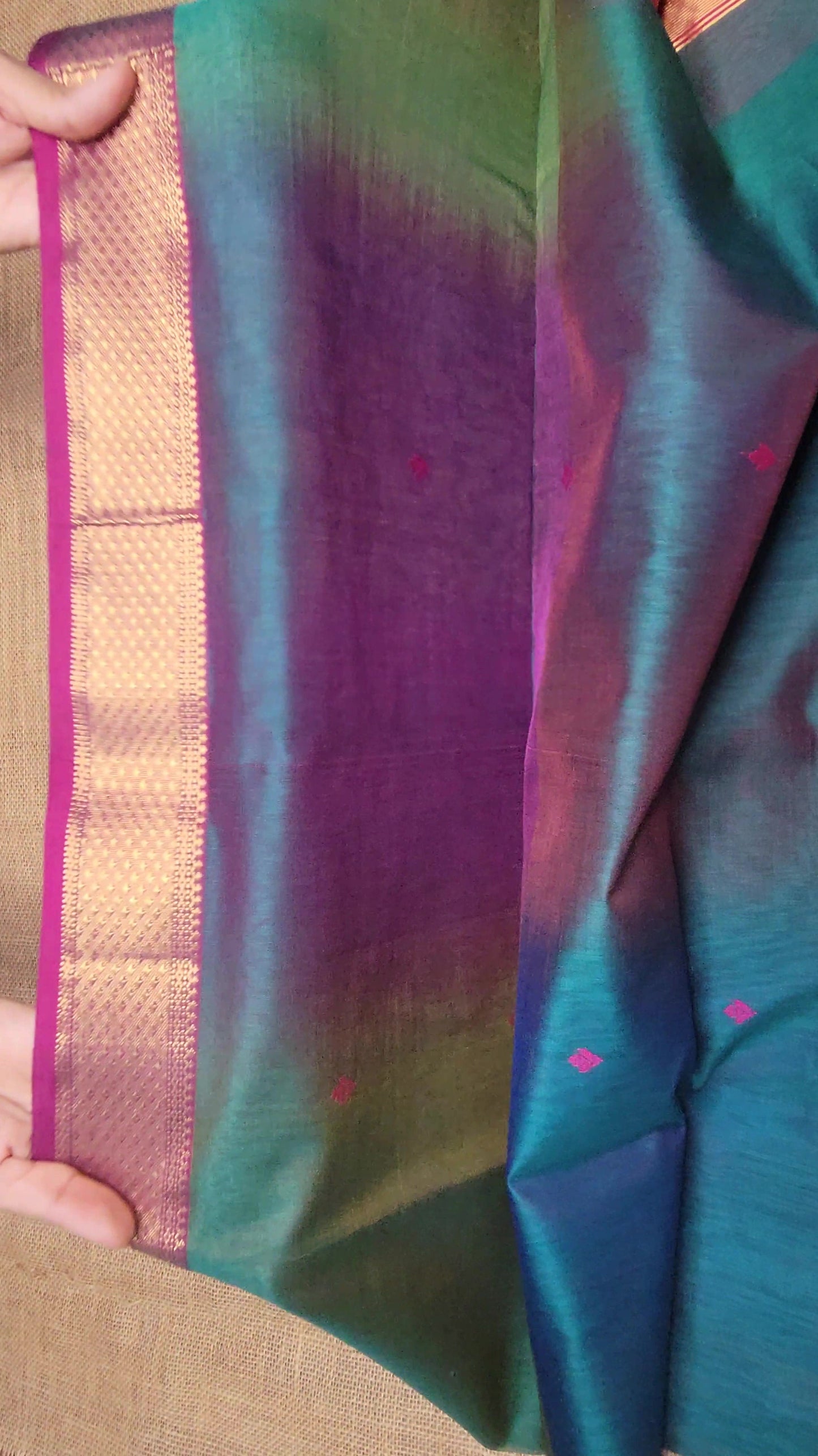 Maheshwari Handloom Saree Multicolour pattern - Blue - MAH01-00094-02