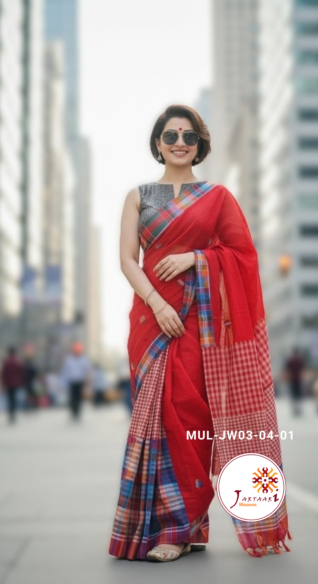 Mul Cotton Mix match Gamcha Patchwork saree