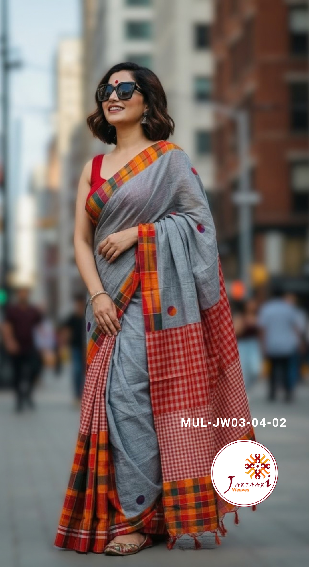 Mul Cotton Mix match Gamcha Patchwork saree