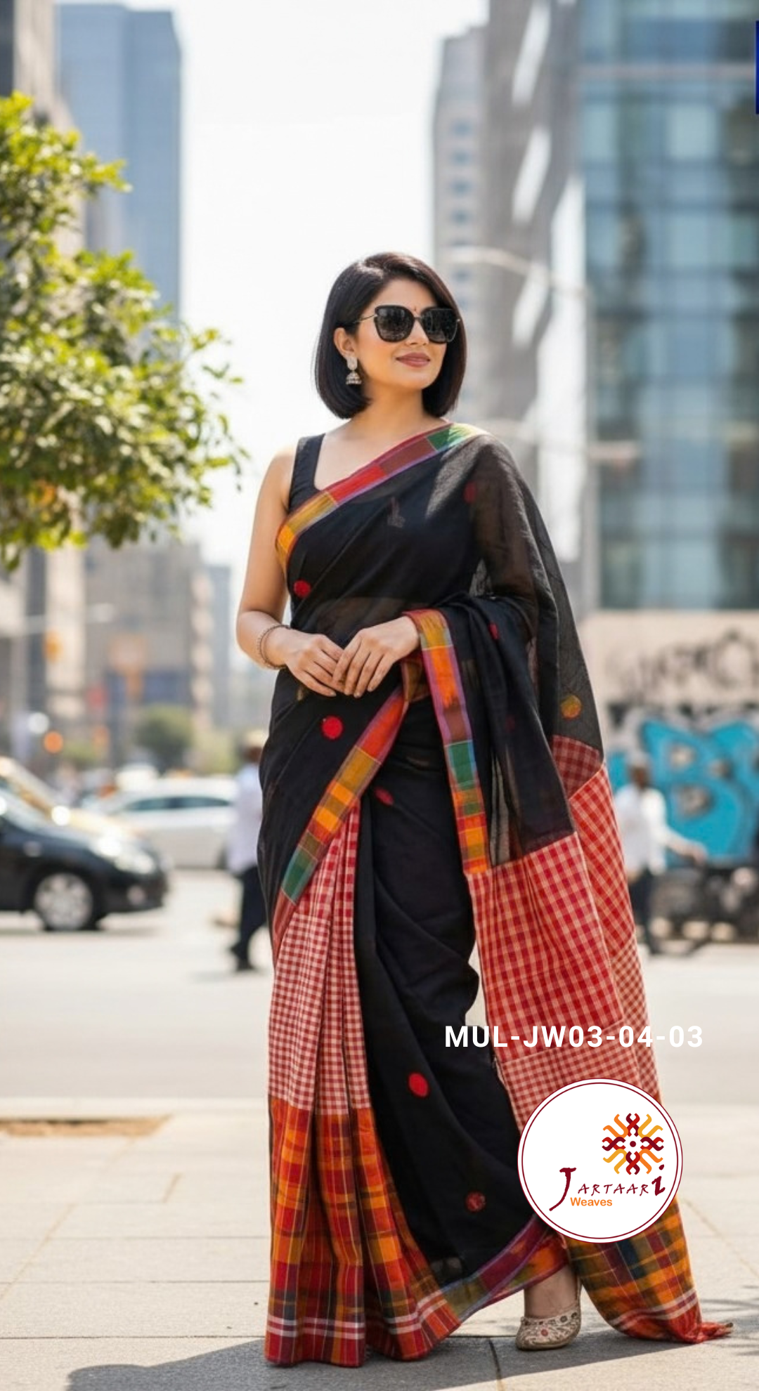 Mul Cotton Mix match Gamcha Patchwork saree