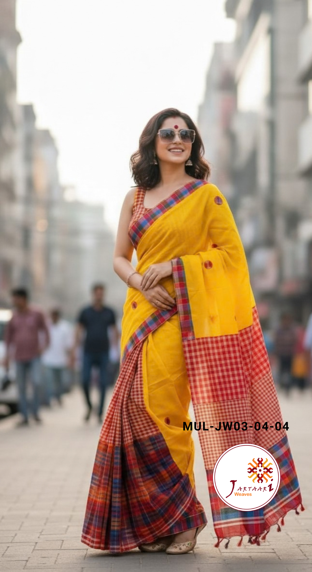 Mul Cotton Mix match Gamcha Patchwork saree
