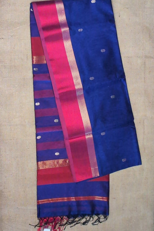 Maheshwari Handloom saree-MAH01-00164-02-BLU