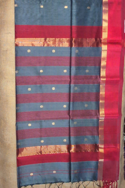 Maheshwari Handloom saree-MAH01-00164-03-GRY