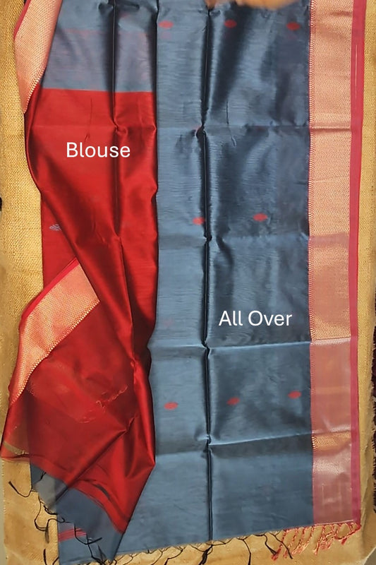 Maheshwari Handloom saree-MAH01-00266-02-GRY