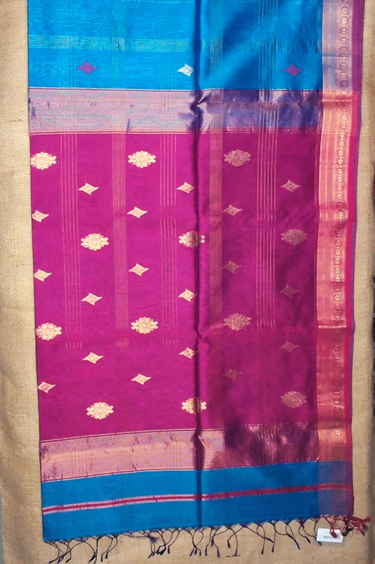 Maheshwari Handloom saree-MAH01-00220-02-SKY