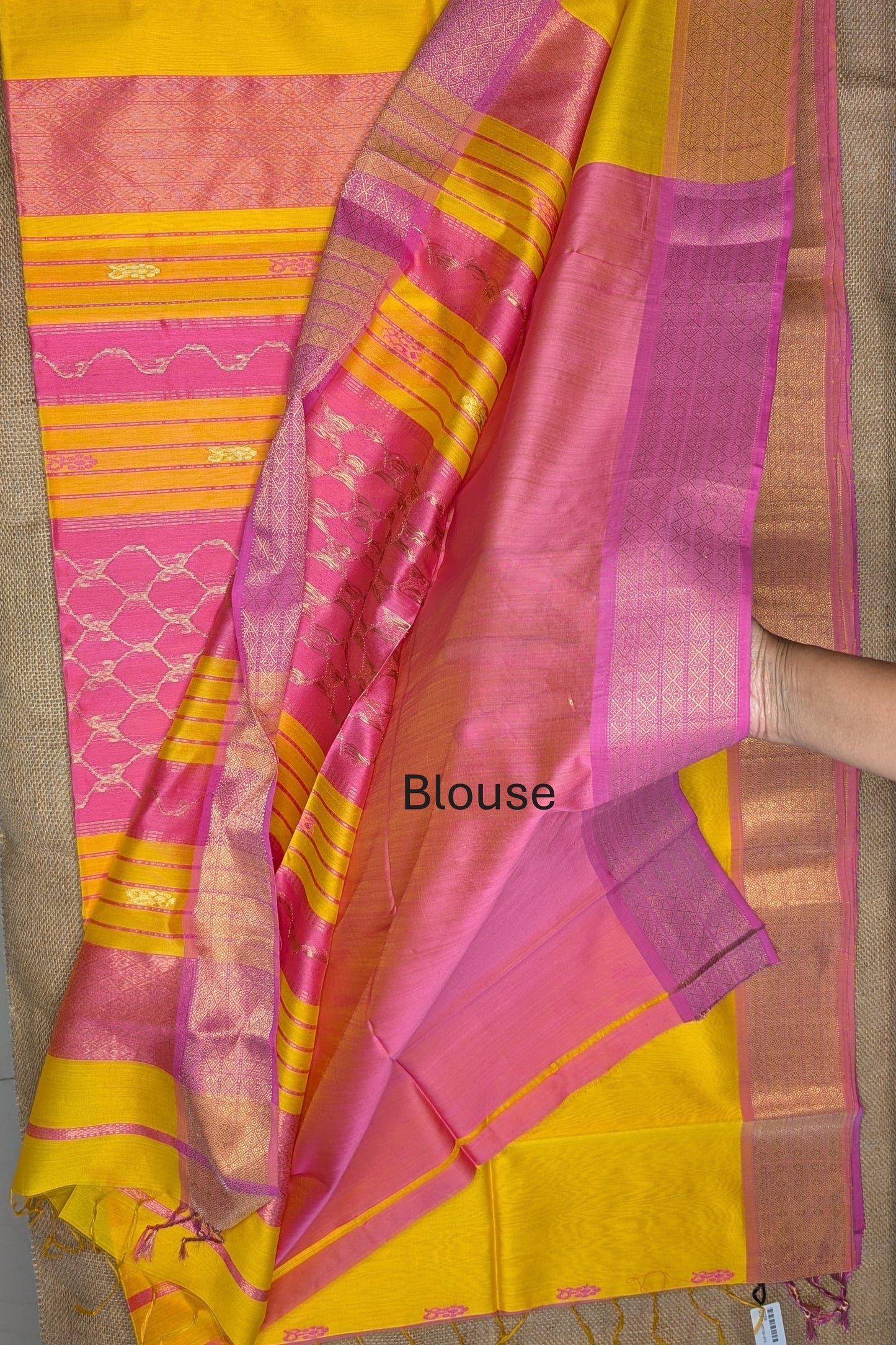 Maheshwari Handloom saree-MAH01-00259-01-YLW