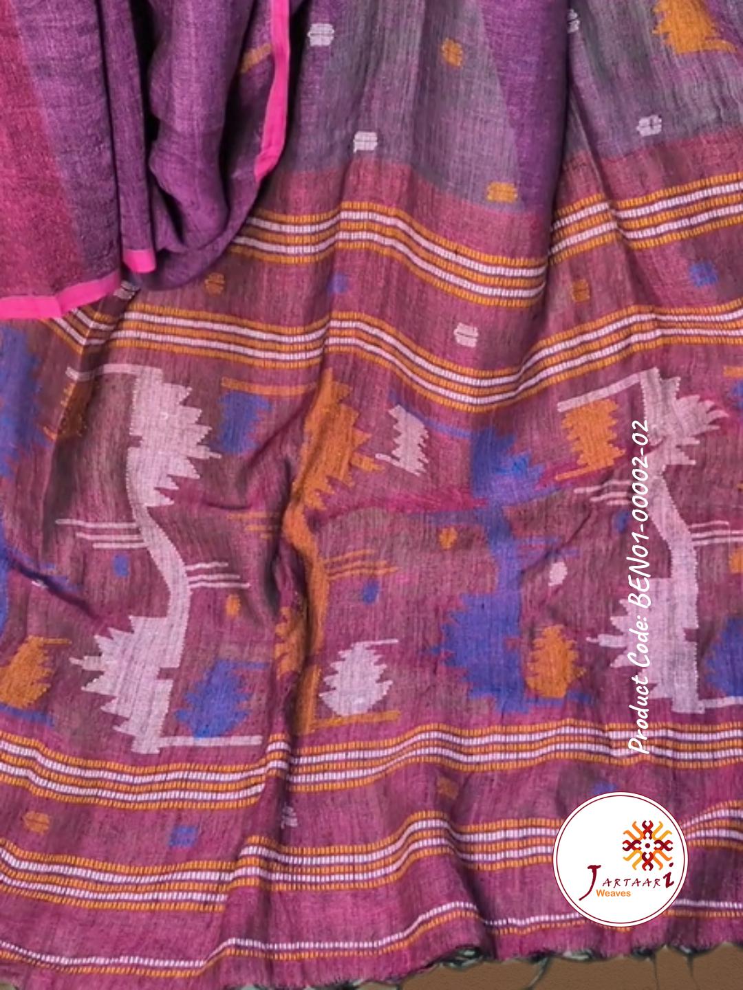 Handloom Linen Saree BEN01-00002-02-PRL