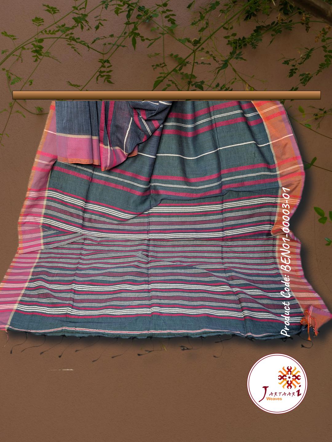 Handloom Linen Saree BEN01-00003-01-GRY