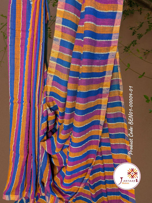 Handloom Linen Saree BEN01-00004-01-BLU
