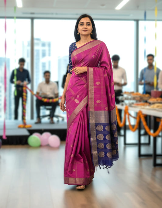 Maheshwari Handloom saree-MAH01-00220-01-MGT