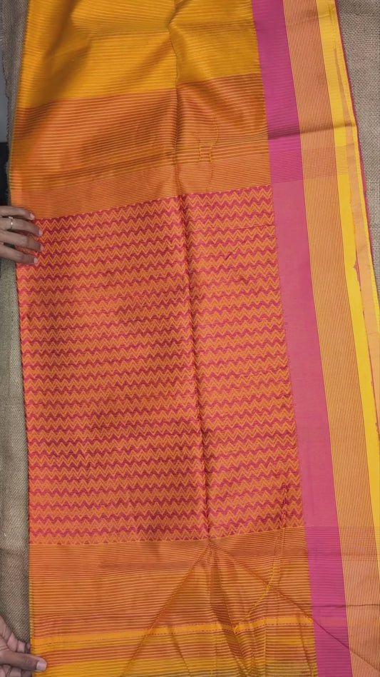 Maheshwari Handloom saree-MAH01-00078-02-YLW