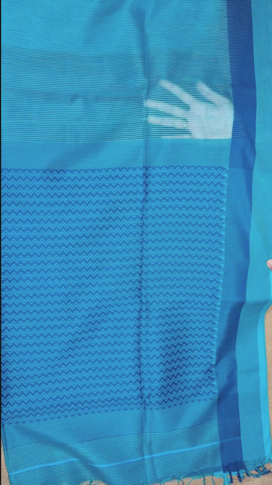 Maheshwari Handloom saree-MAH01-00078-01-SKY